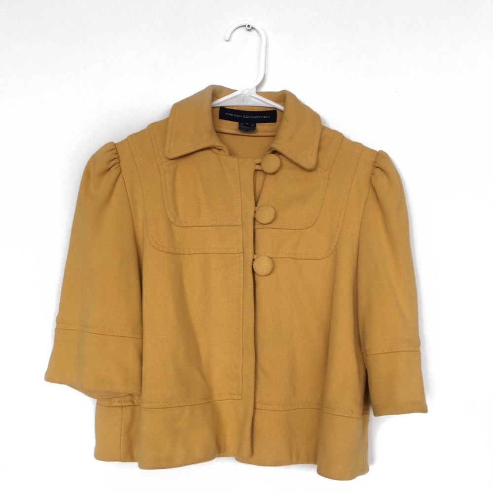 French Connection Mustard Yellow 3/4 Sleeve Jacket – Size 4